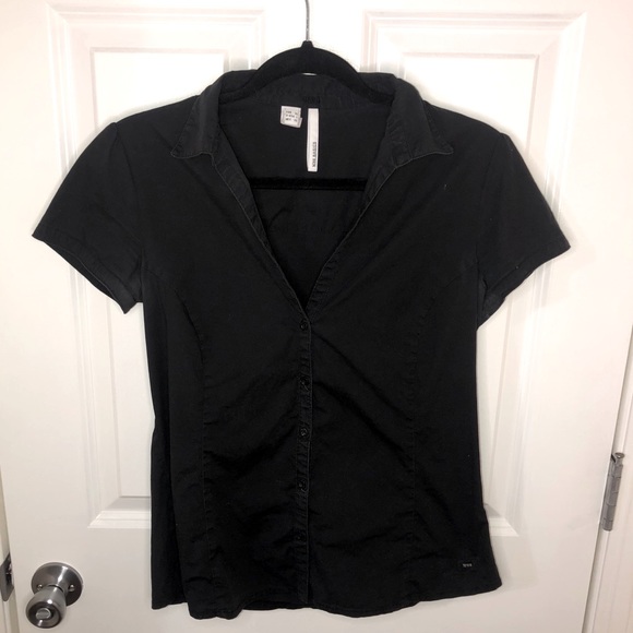 Mango Tops - MNG black short sleeve dress shirt